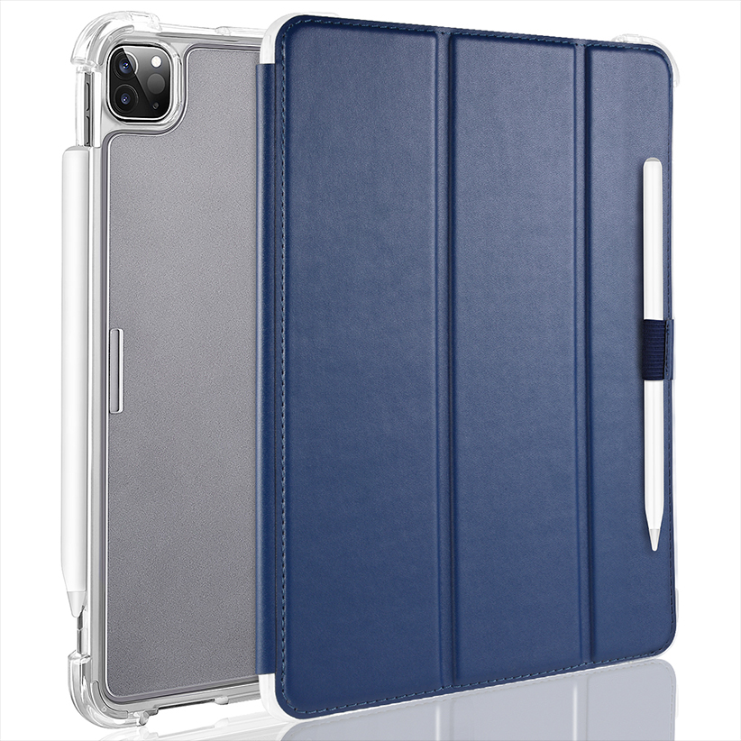 2024 New iPad Air 11 inch Case with Pencil Holder- Smart Folio Stand Protective Translucent Frosted Back Cover with Auto Wake/Sleep 